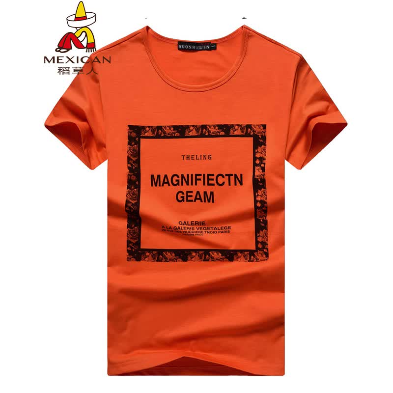 稻草人 mexican 短袖t恤 男夏季纯色韩版时尚休闲简约t恤 18099dc1005