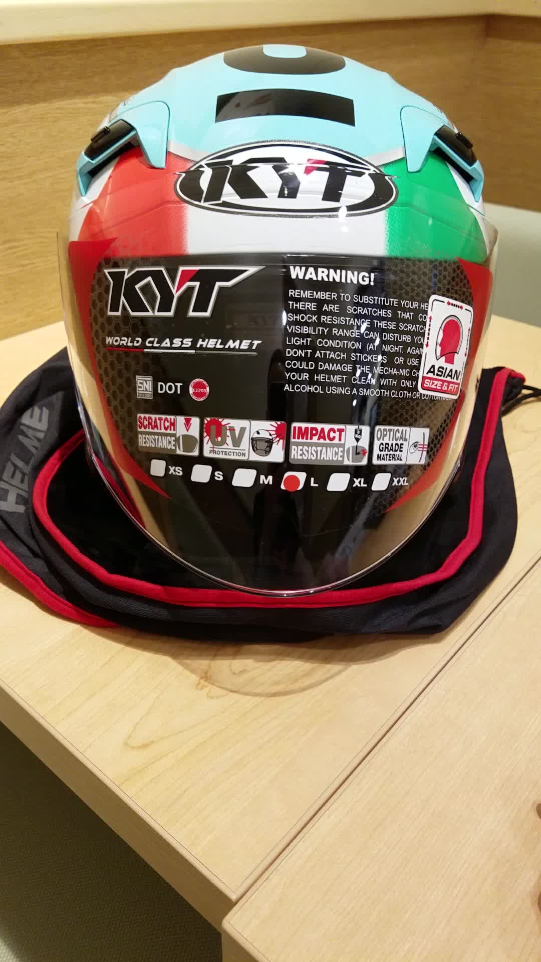 kyt头盔摩托车机车半盔双镜片gp车手赛道盔秋冬季半覆式男摩托车头盔