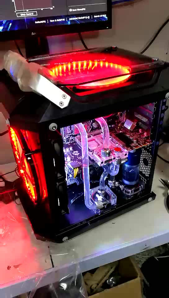 玩嘉金刚全景四侧透玻璃网咖电竞风冷台式电脑游戏主机箱支持atx大板