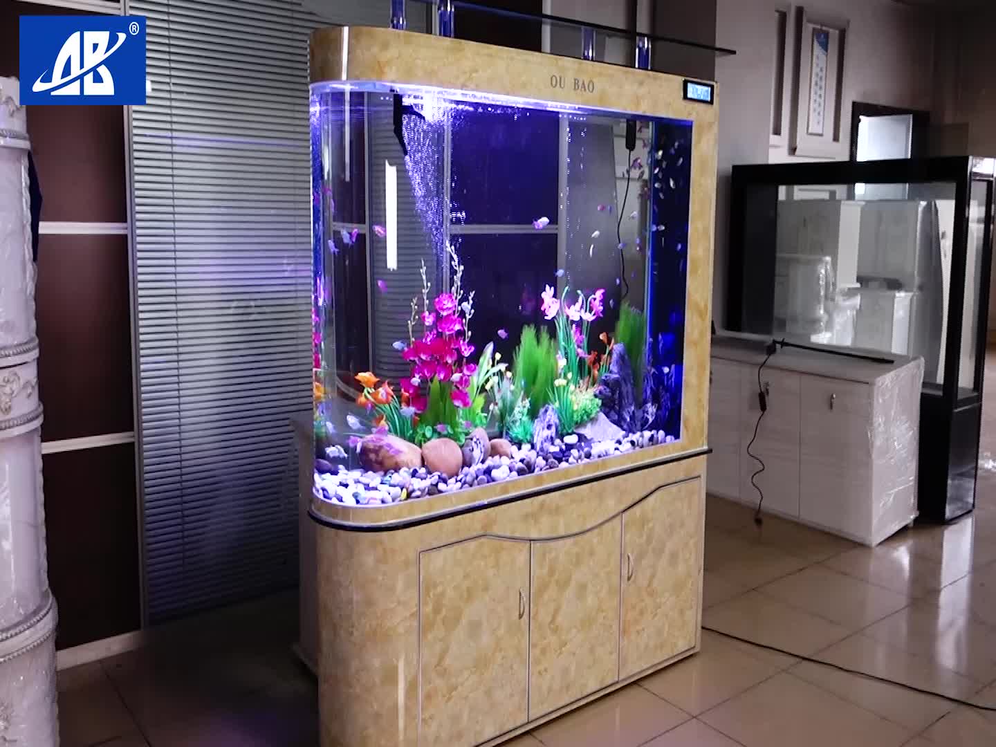 欧宝 鱼缸玻璃生态水族箱子弹头家用客厅屏风金鱼缸1.2米 大型 1.